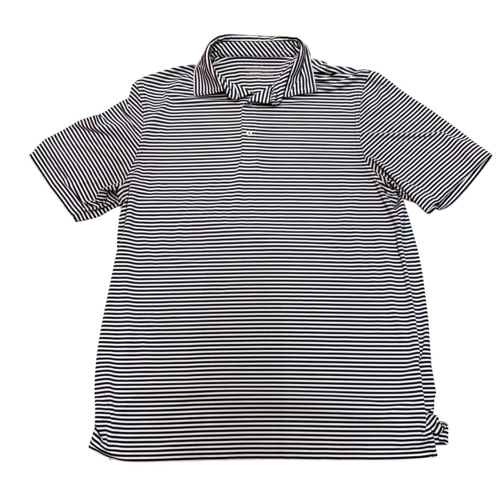 Vineyard Vines Performance Polo Shirt Mens Large Navy Blue White Striped Golf L